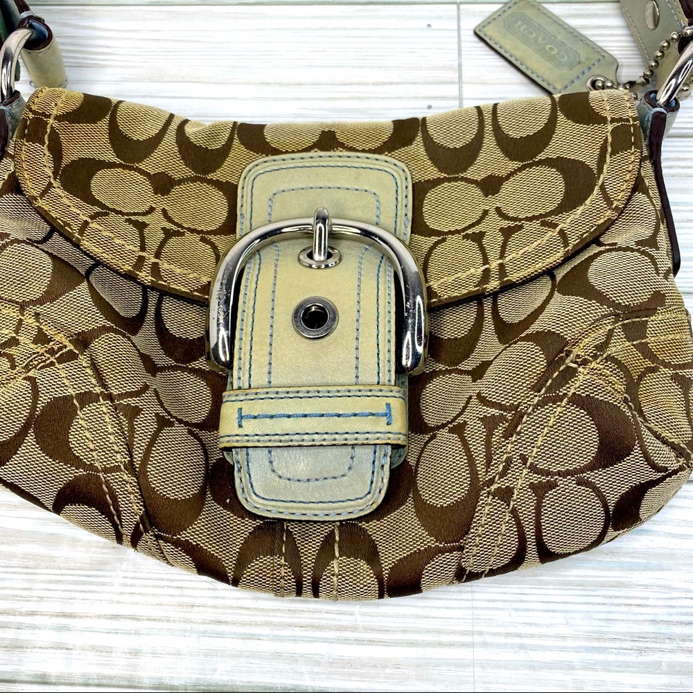Y2K Coach Soho Small Canvas Tan Shoulder Purse